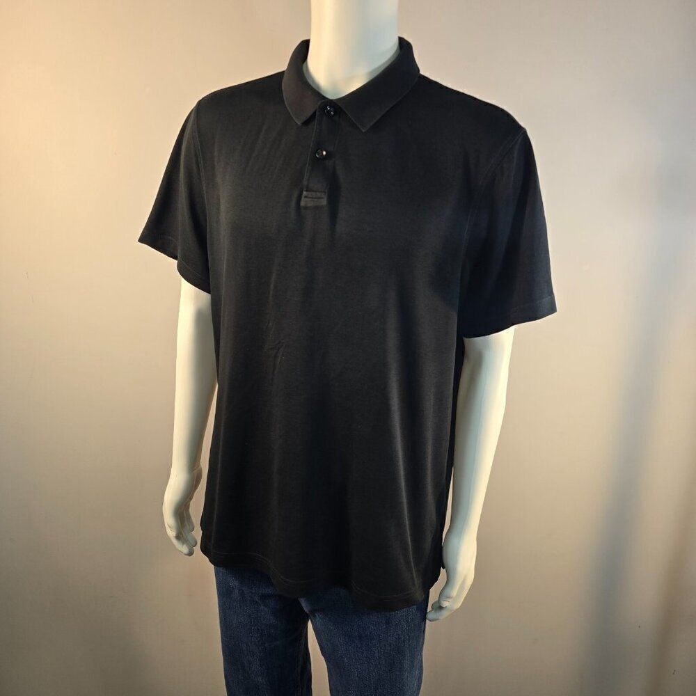Tasso Elba Mens Polo Shirt XL Black Short Sleeve Supima Cotton